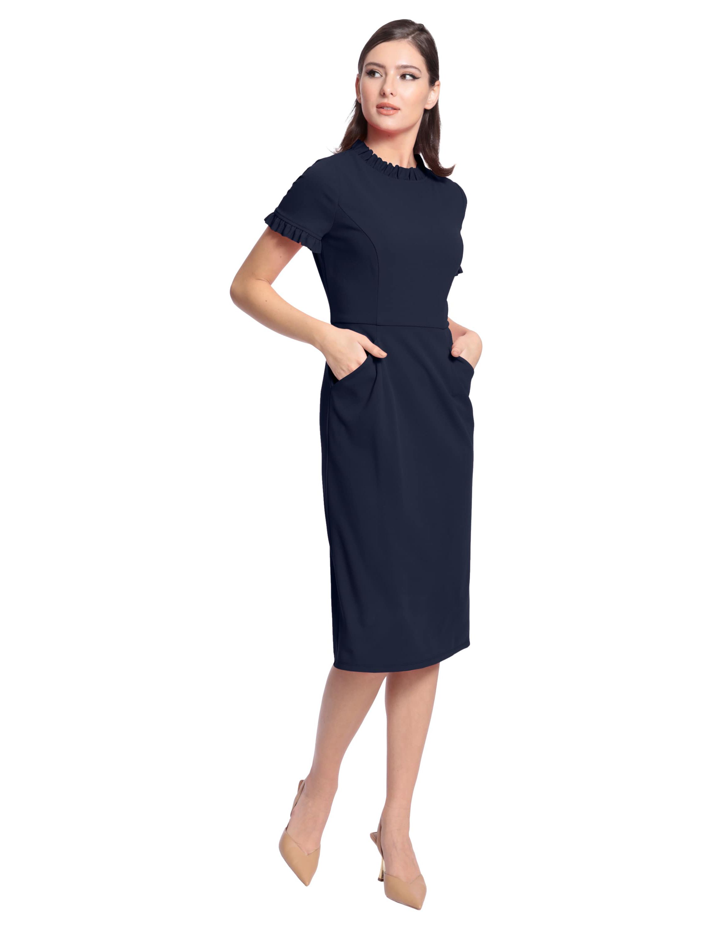 Ruffle Neck Short Sleeve Dress