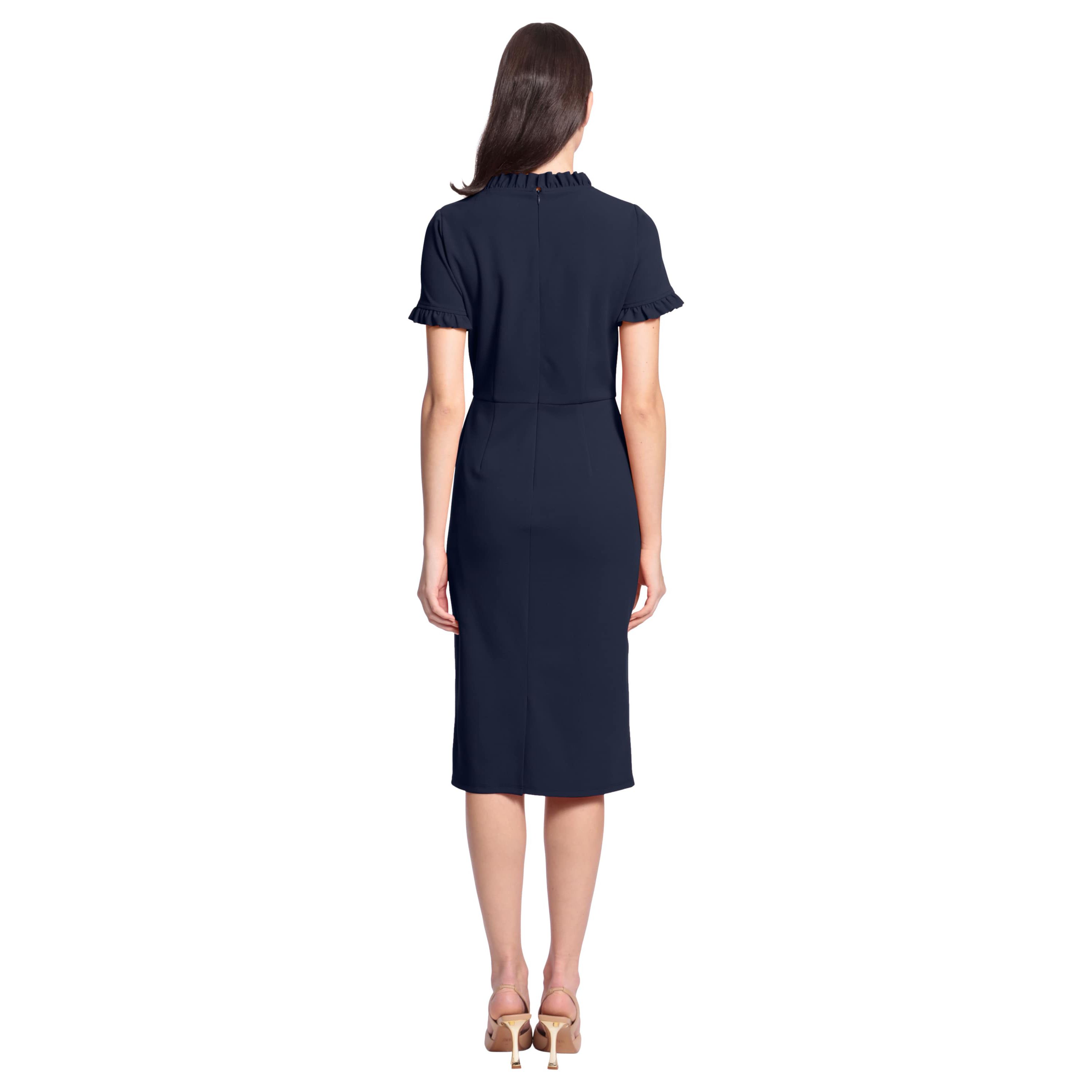 Ruffle Neck Short Sleeve Dress