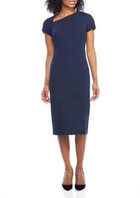 Maggy London Short Sleeve Asymmetrical Sheath Dress | belk