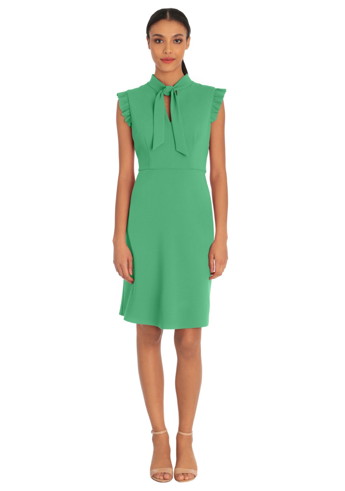 Womens Front Neck Tie A-Line Dress
