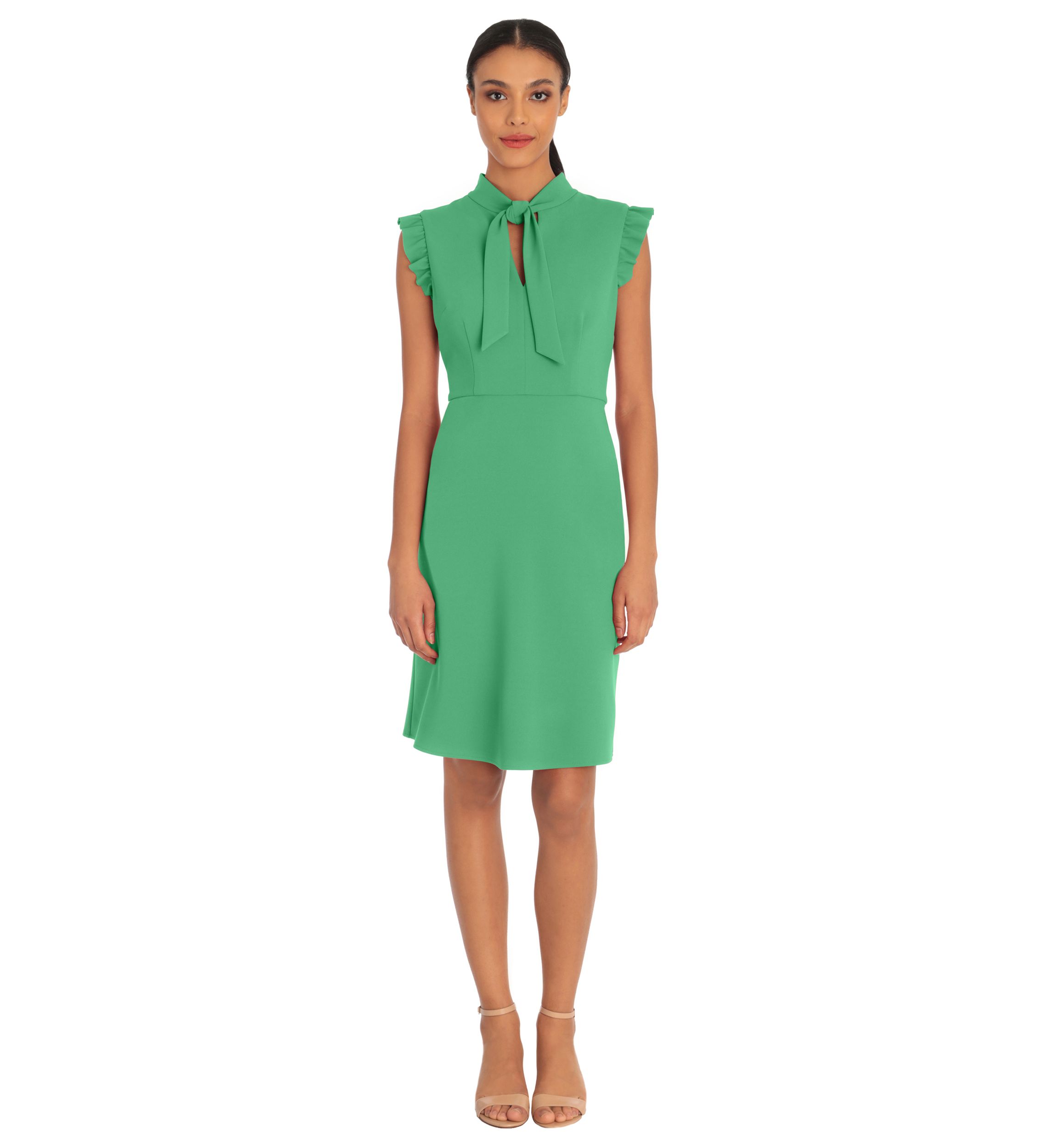 Womens Front Neck Tie A-Line Dress