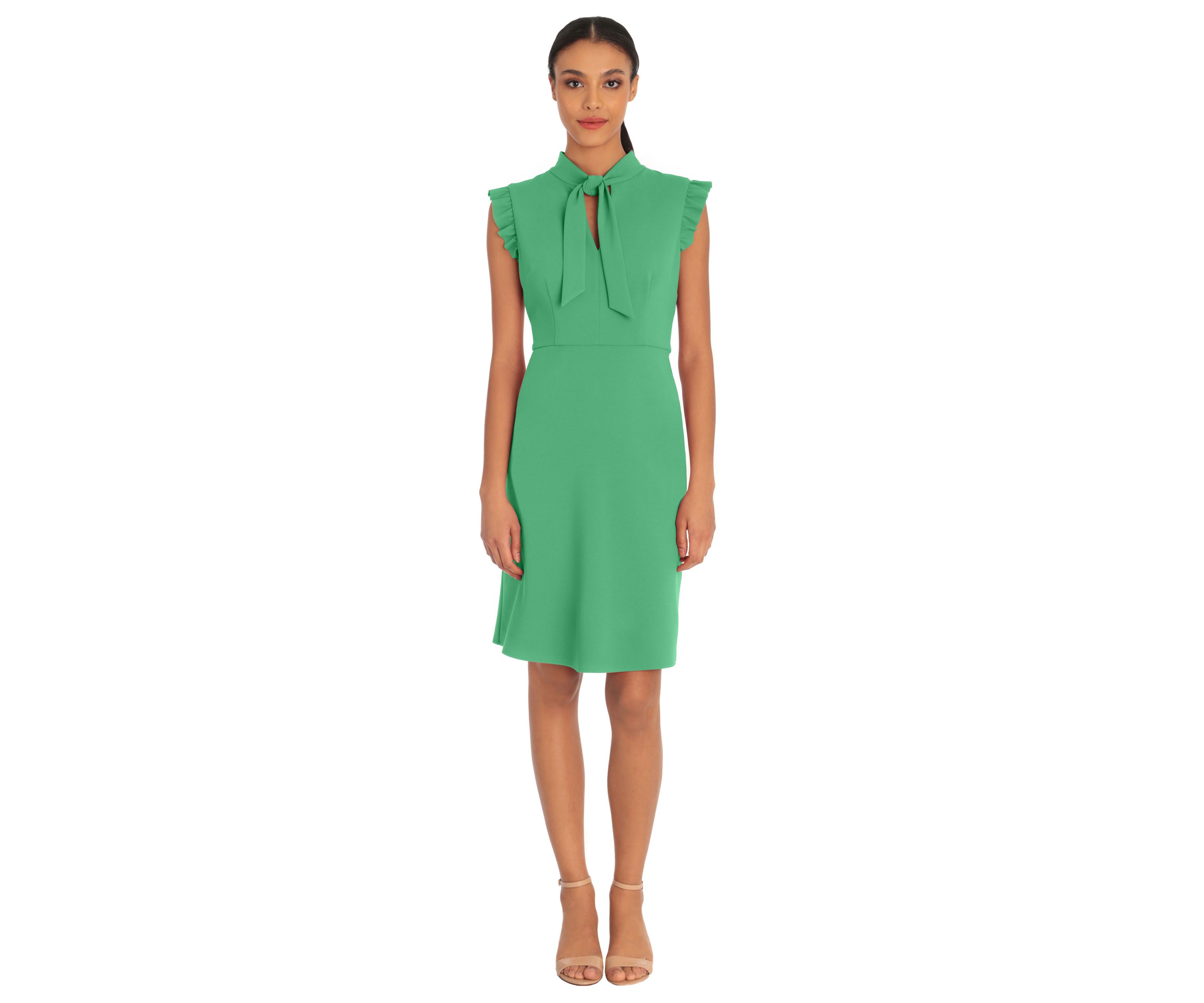 Womens Front Neck Tie A-Line Dress