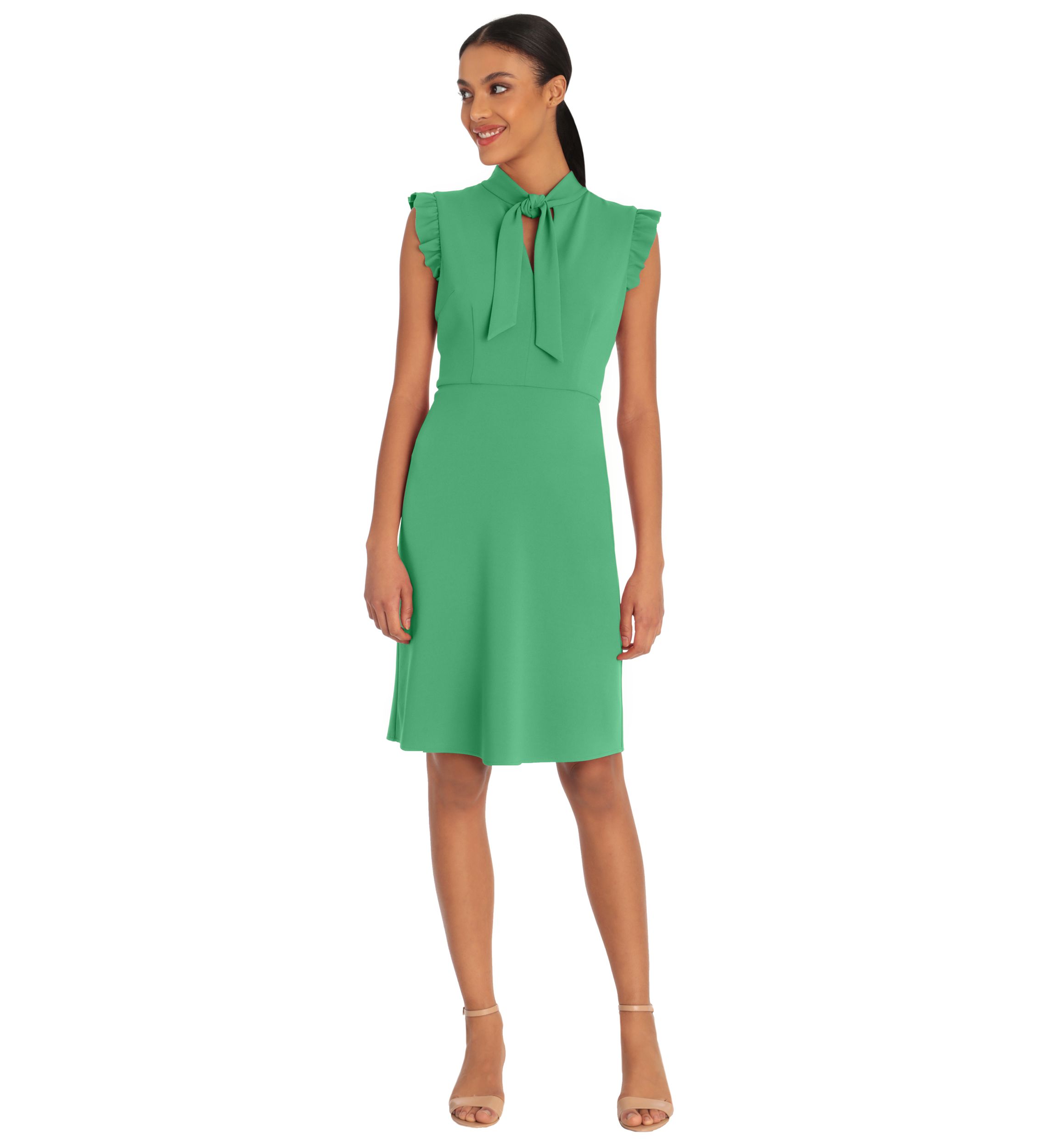 Womens Front Neck Tie A-Line Dress