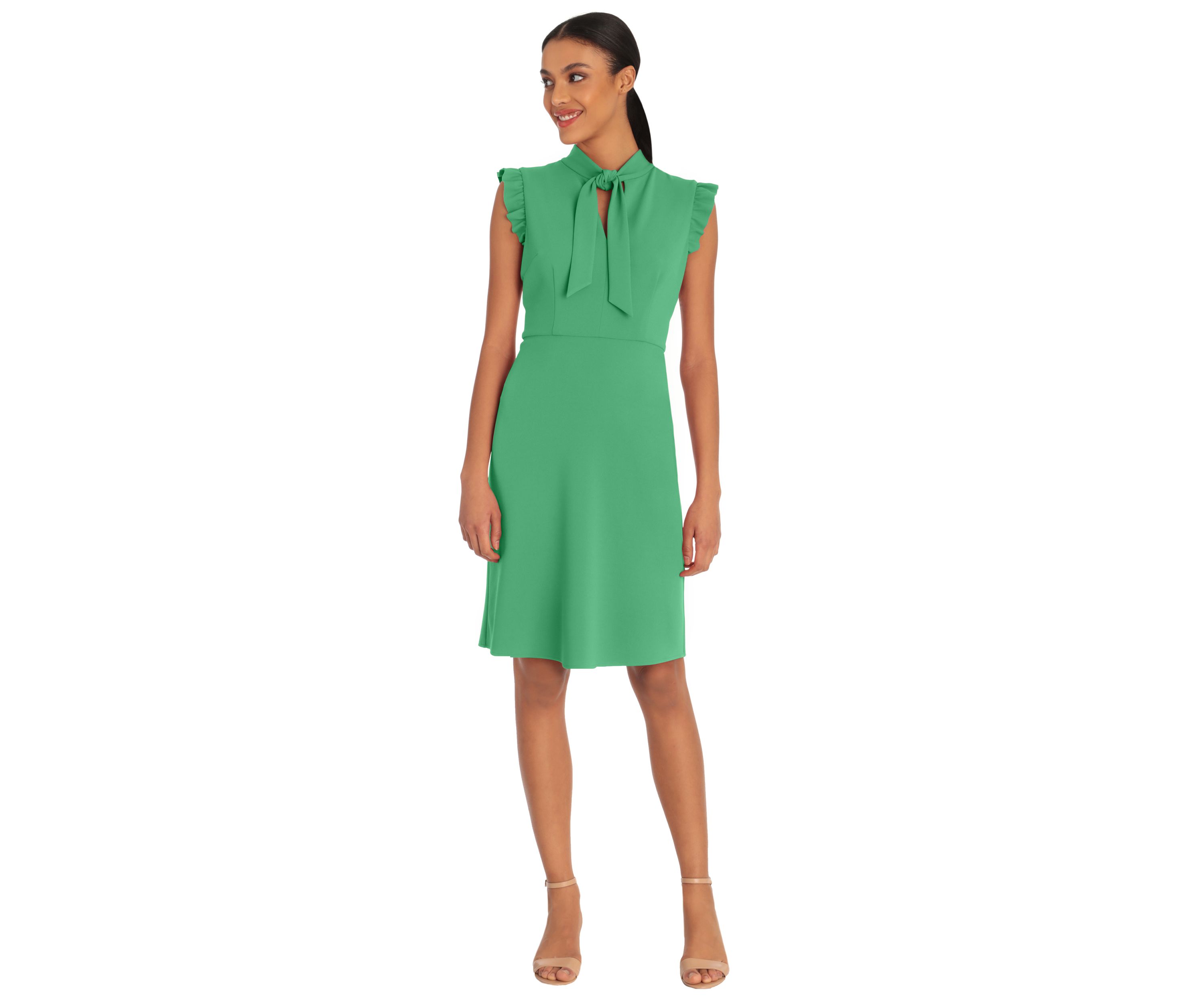 Womens Front Neck Tie A-Line Dress