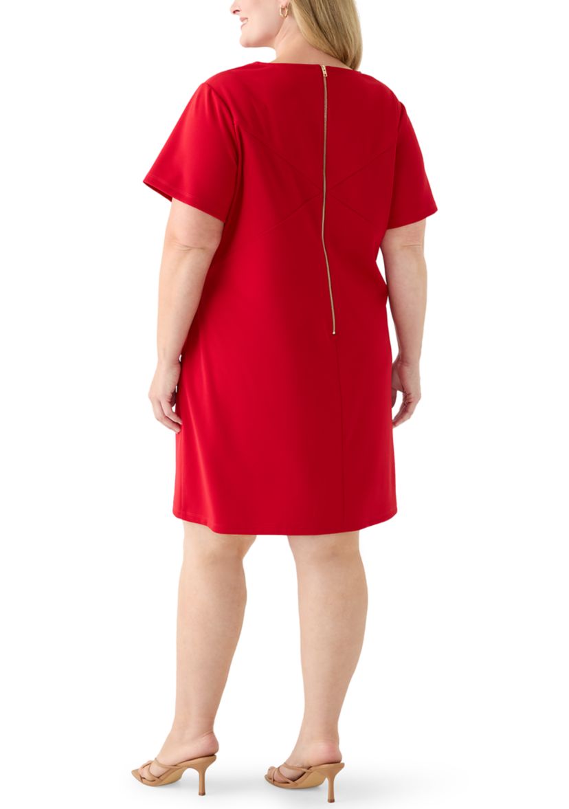 London Times Women's Plus Size Short Sleeve Mini Dress, 3XL