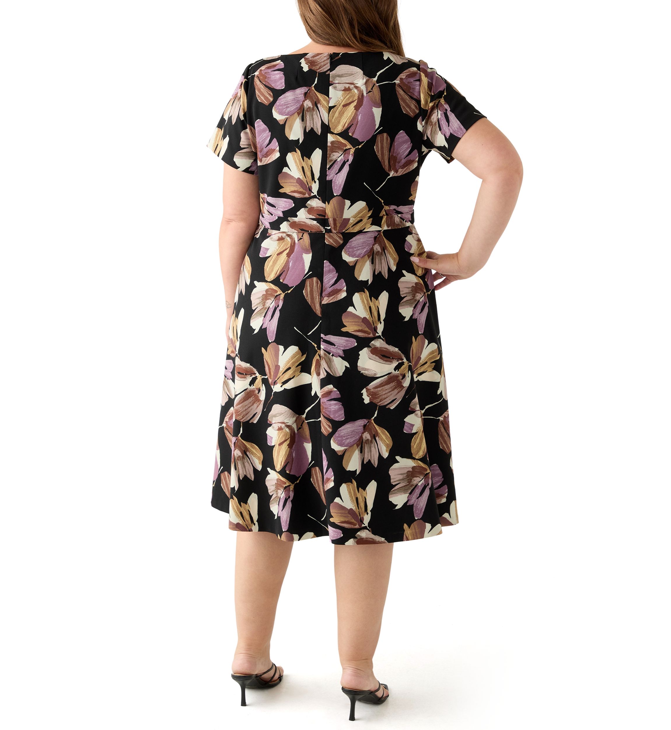 Plus Size Floral Print Scuba Midi Dress