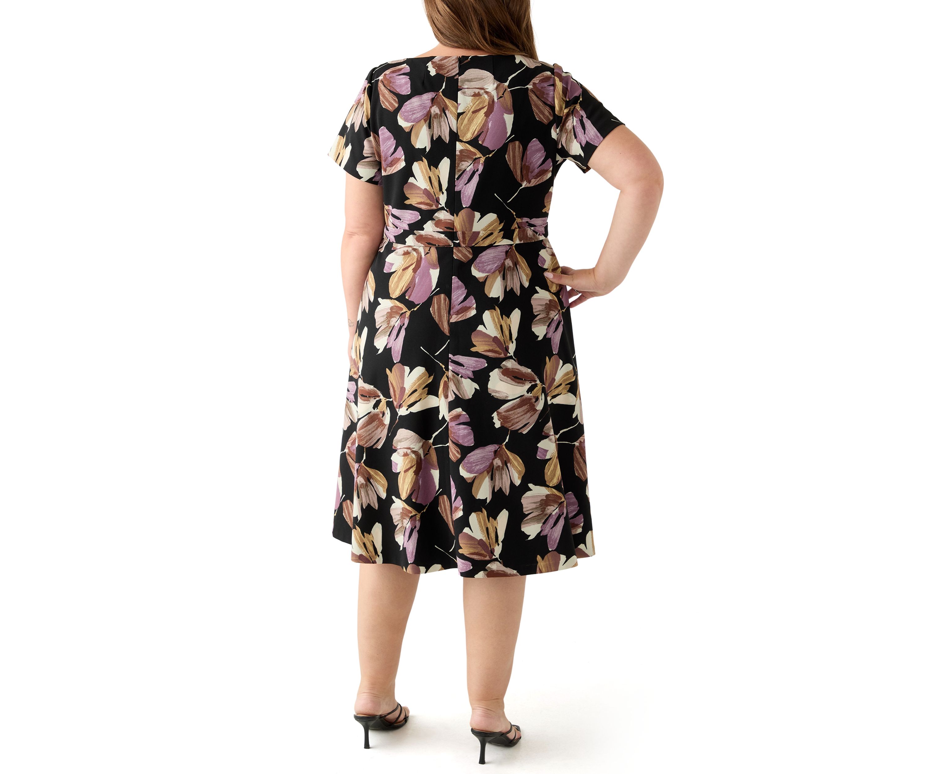 Plus Size Floral Print Scuba Midi Dress