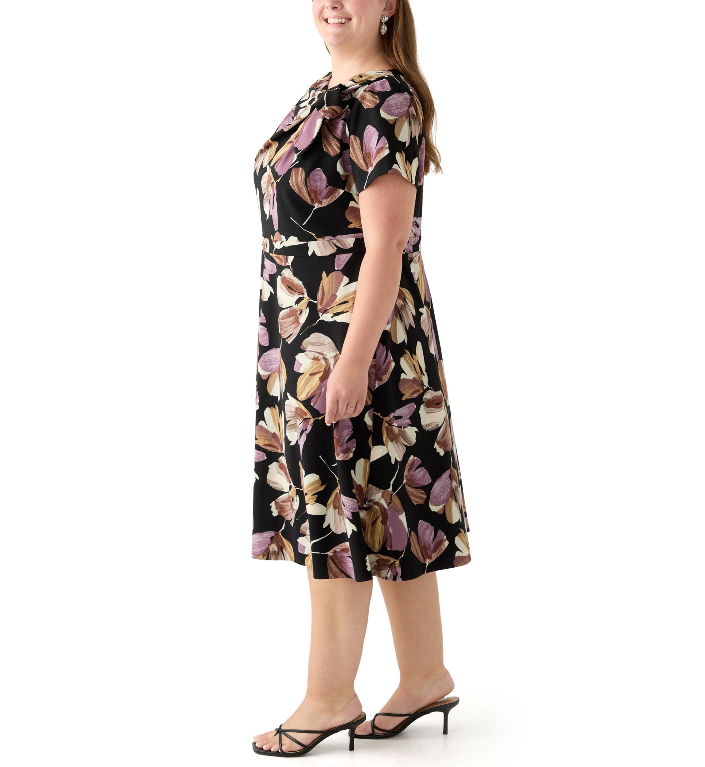 Plus Size Floral Print Scuba Midi Dress