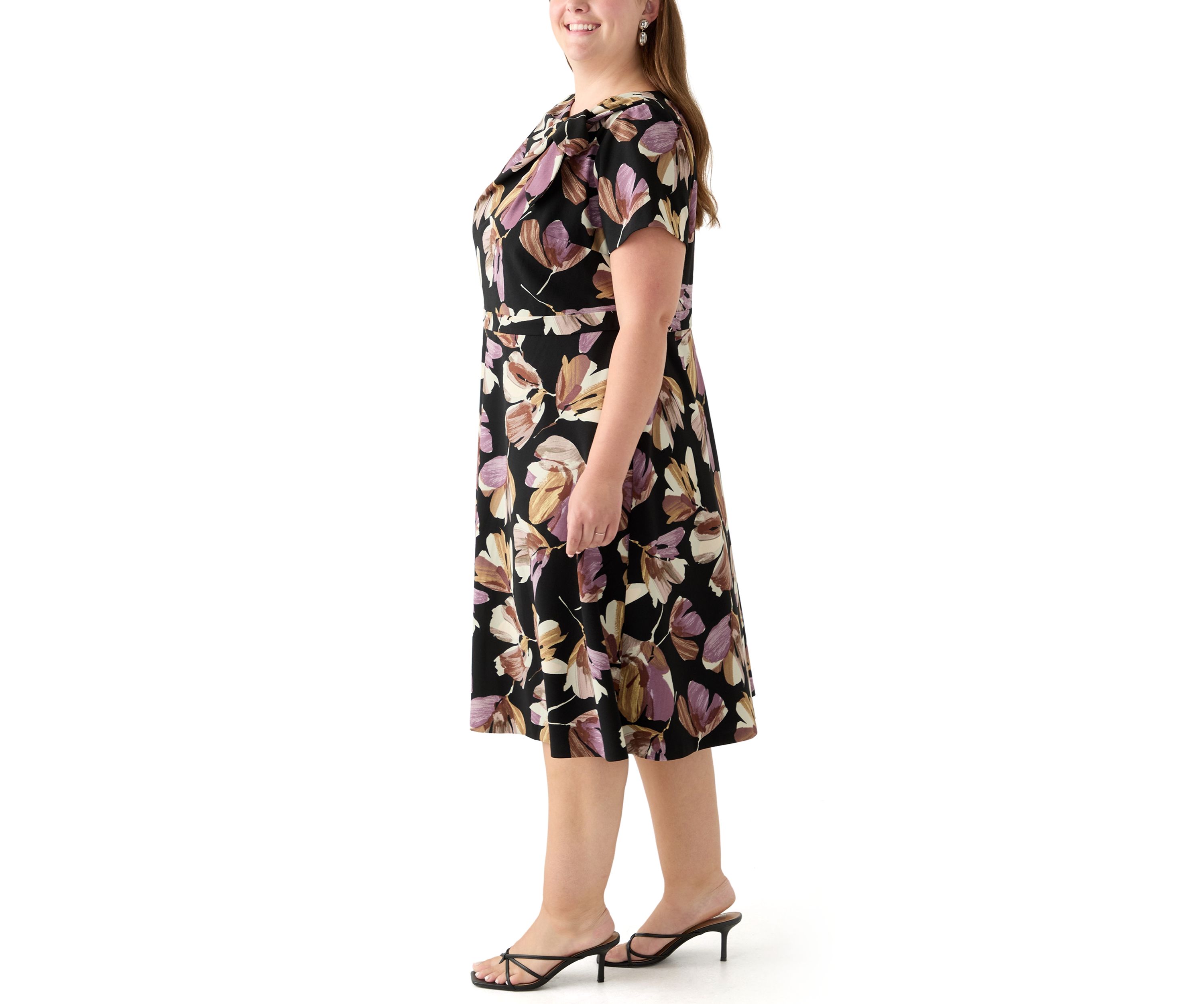 Plus Size Floral Print Scuba Midi Dress
