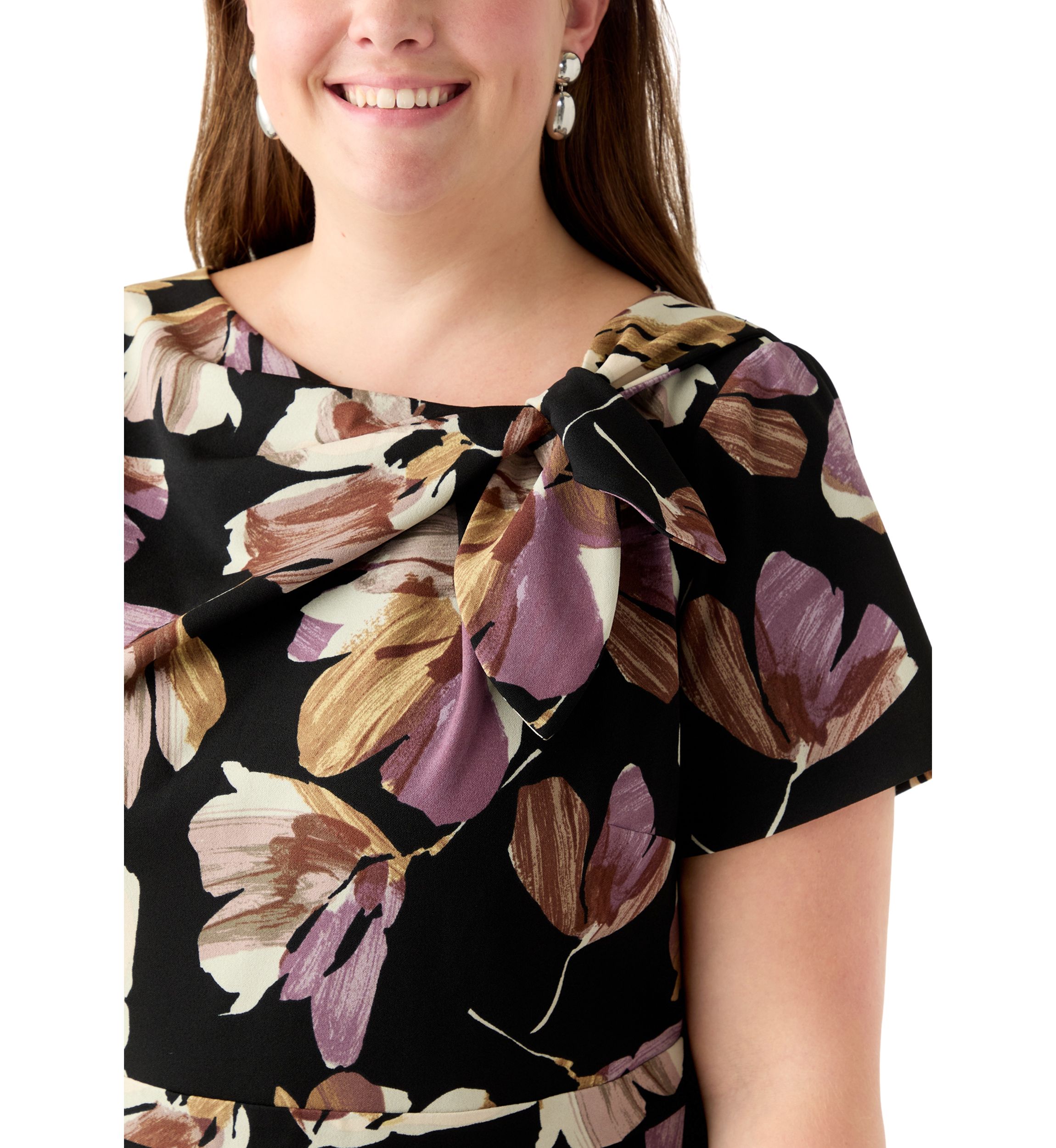 Plus Size Floral Print Scuba Midi Dress
