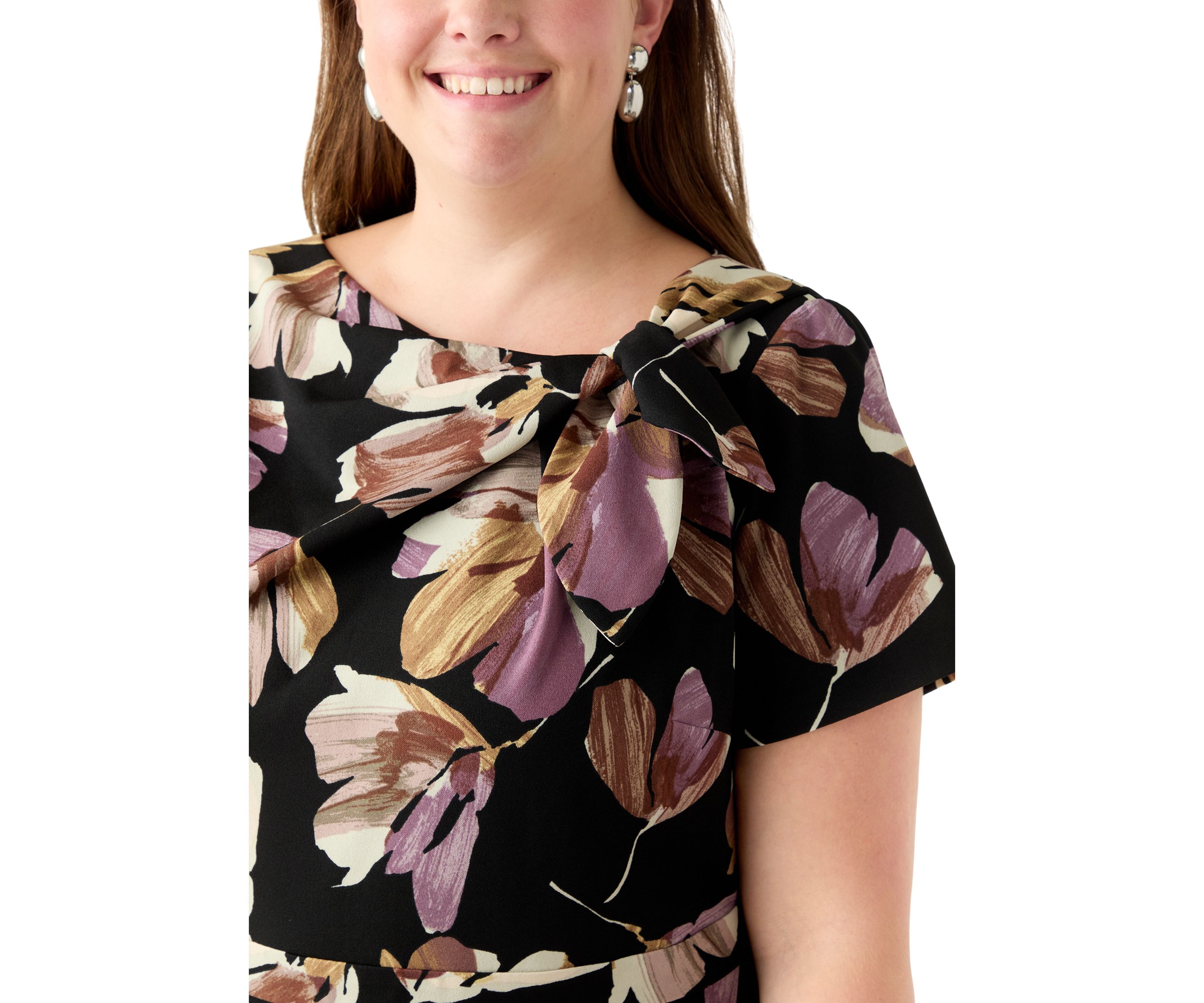 Plus Size Floral Print Scuba Midi Dress