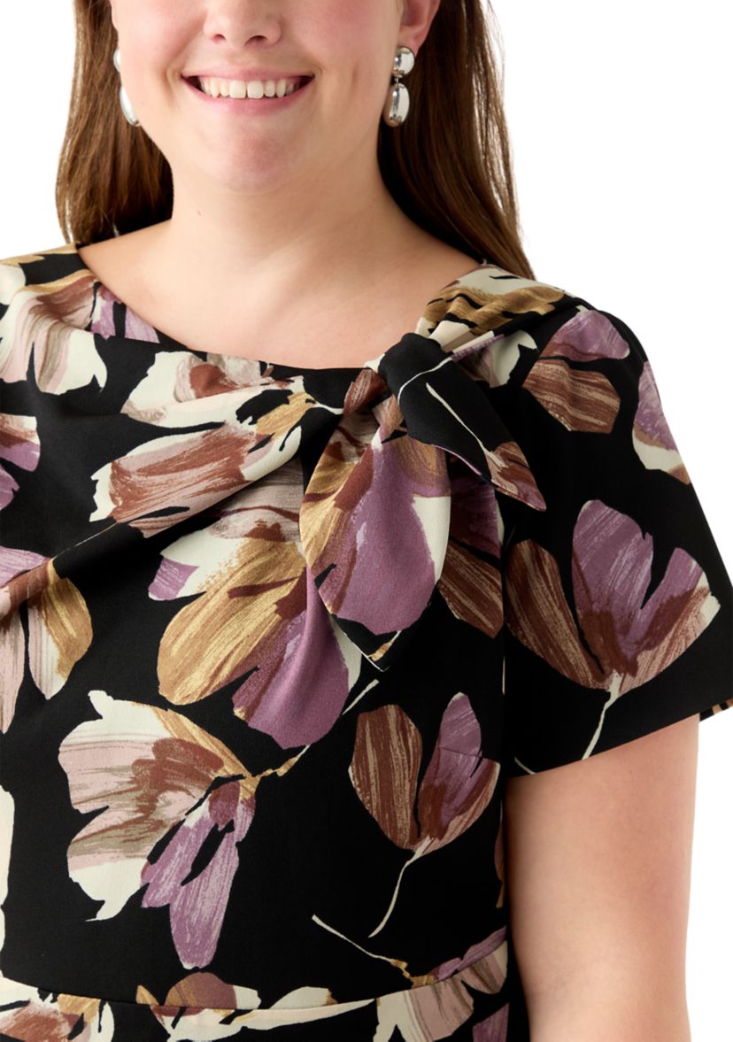 Plus Size Floral Print Scuba Midi Dress