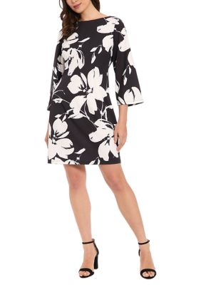 London Times Women's 3/4 Sleeve Printed Mini Dress, 12
