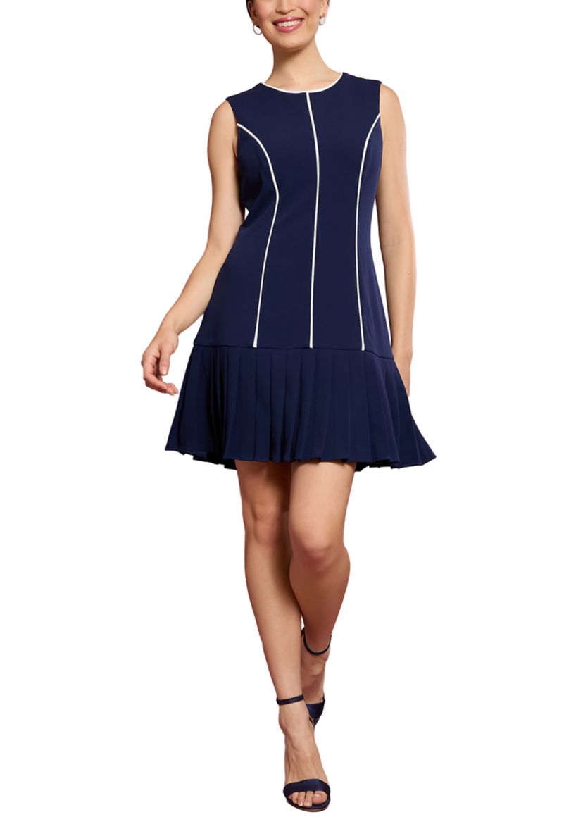 drop waist scuba dress BucketList Scuba Fabric Mini Dress in Grey Blue L