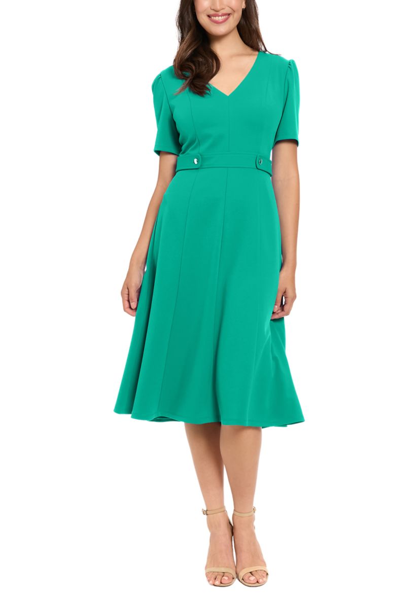 London Times Women's Short Sleeve Side Tab Dress | Belk