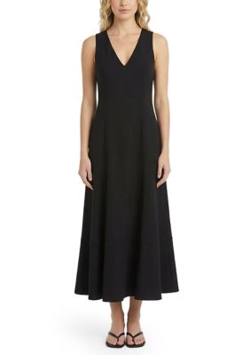London Times Women's Sleeveless Linen Maxi Dress, Black, XL