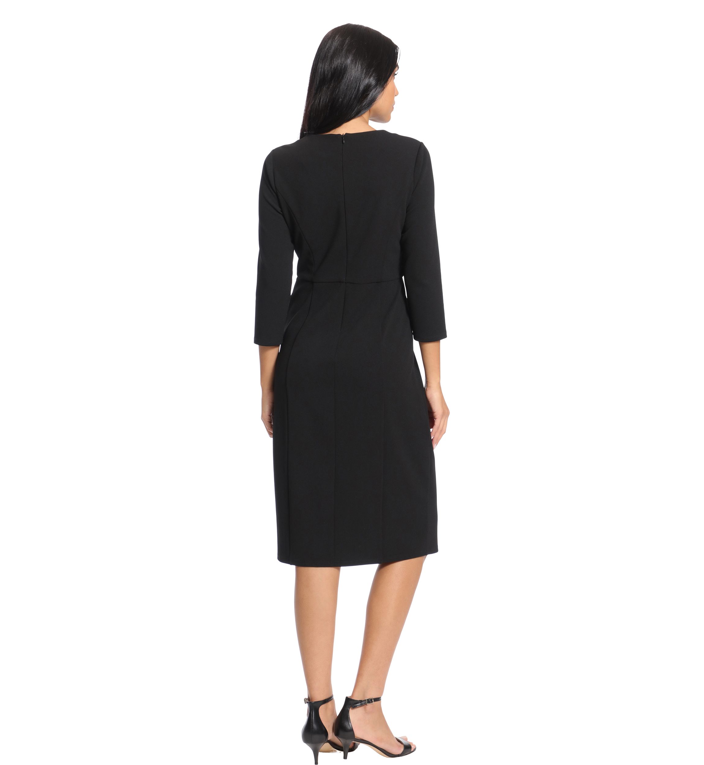 Womens Solid Scuba Crepe Crisscross Neck Sheath Dress