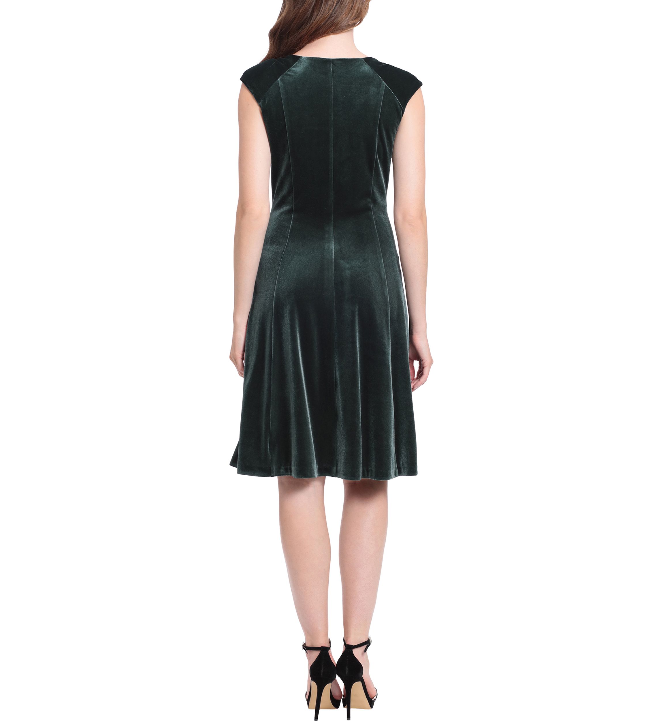 Womens Cap Sleeve V-Neck Fit and Flare Dress