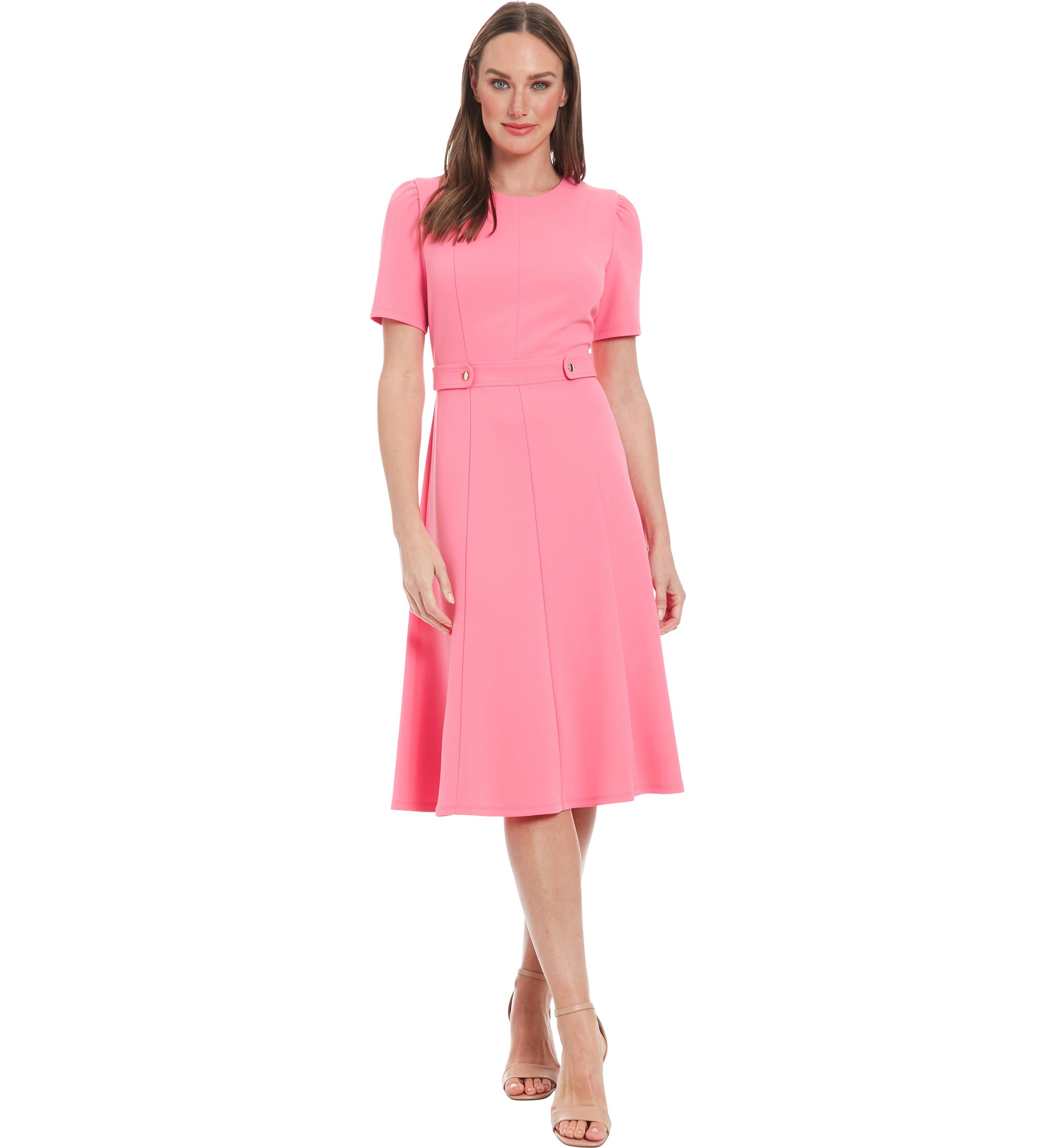 Womens Solid Scuba Crepe Sheath Dress