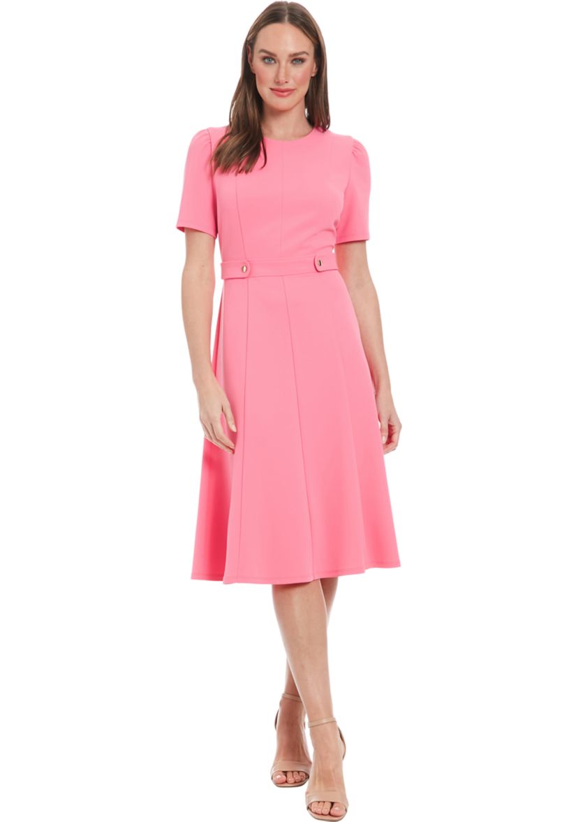 Womens Solid Scuba Crepe Sheath Dress