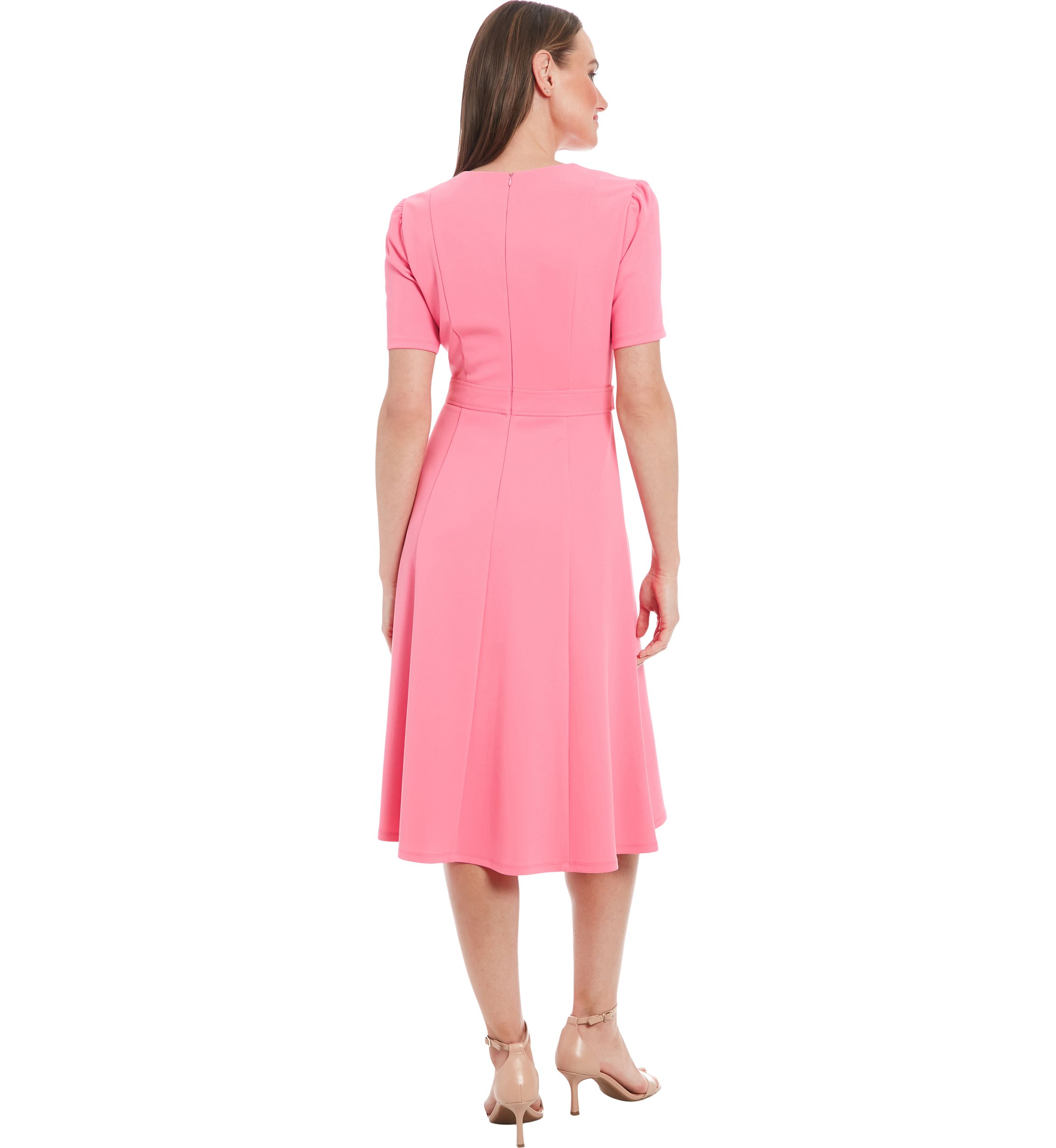 Womens Solid Scuba Crepe Sheath Dress