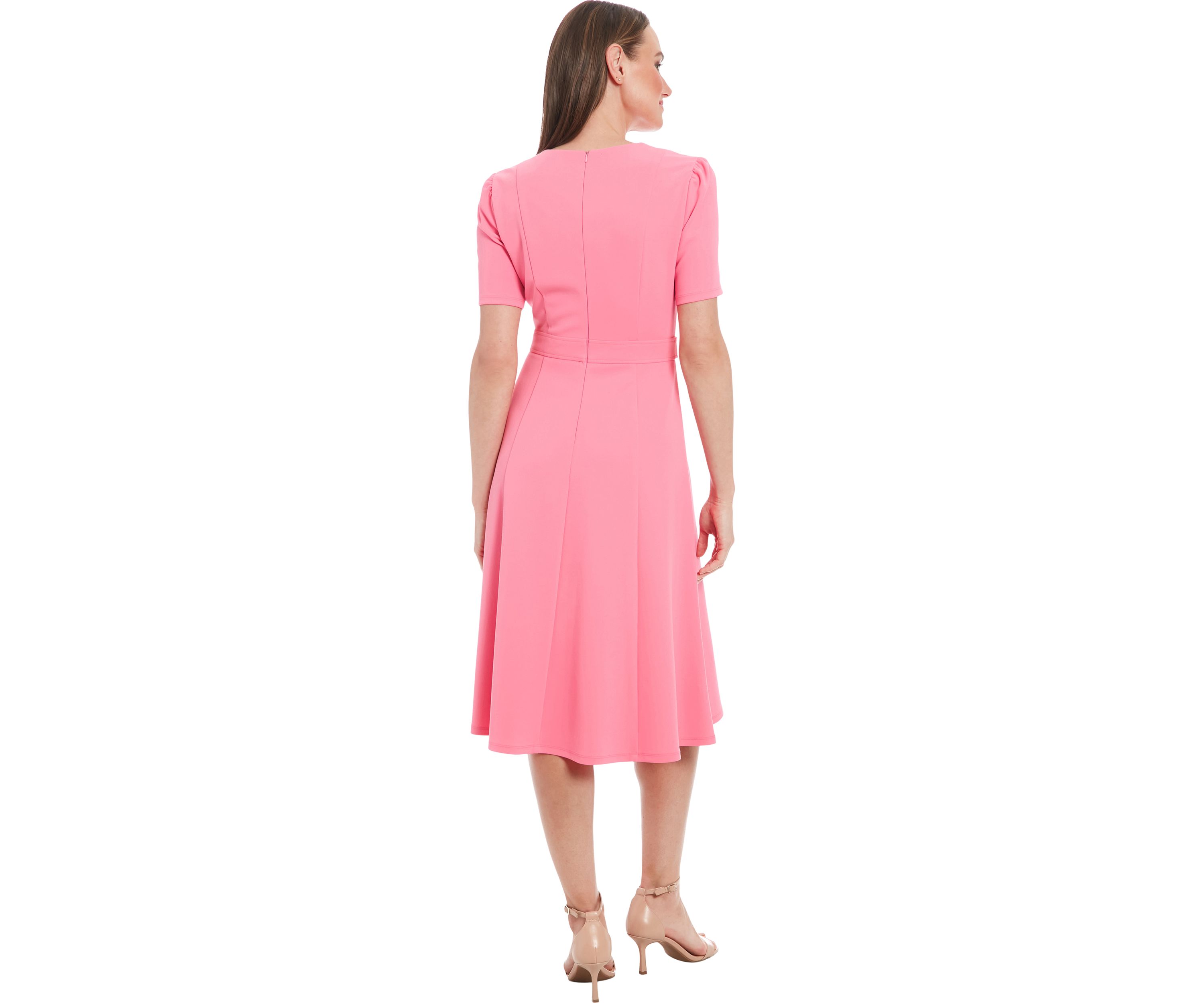 Womens Solid Scuba Crepe Sheath Dress