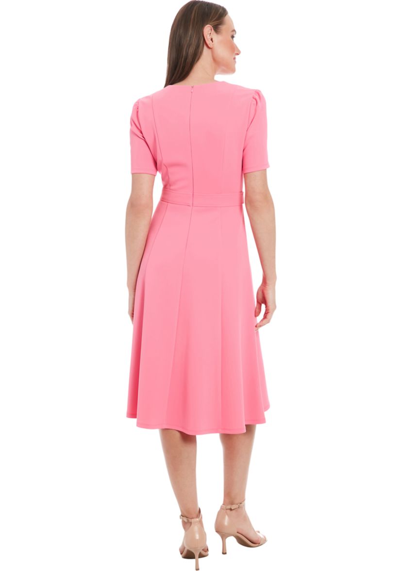 Womens Solid Scuba Crepe Sheath Dress