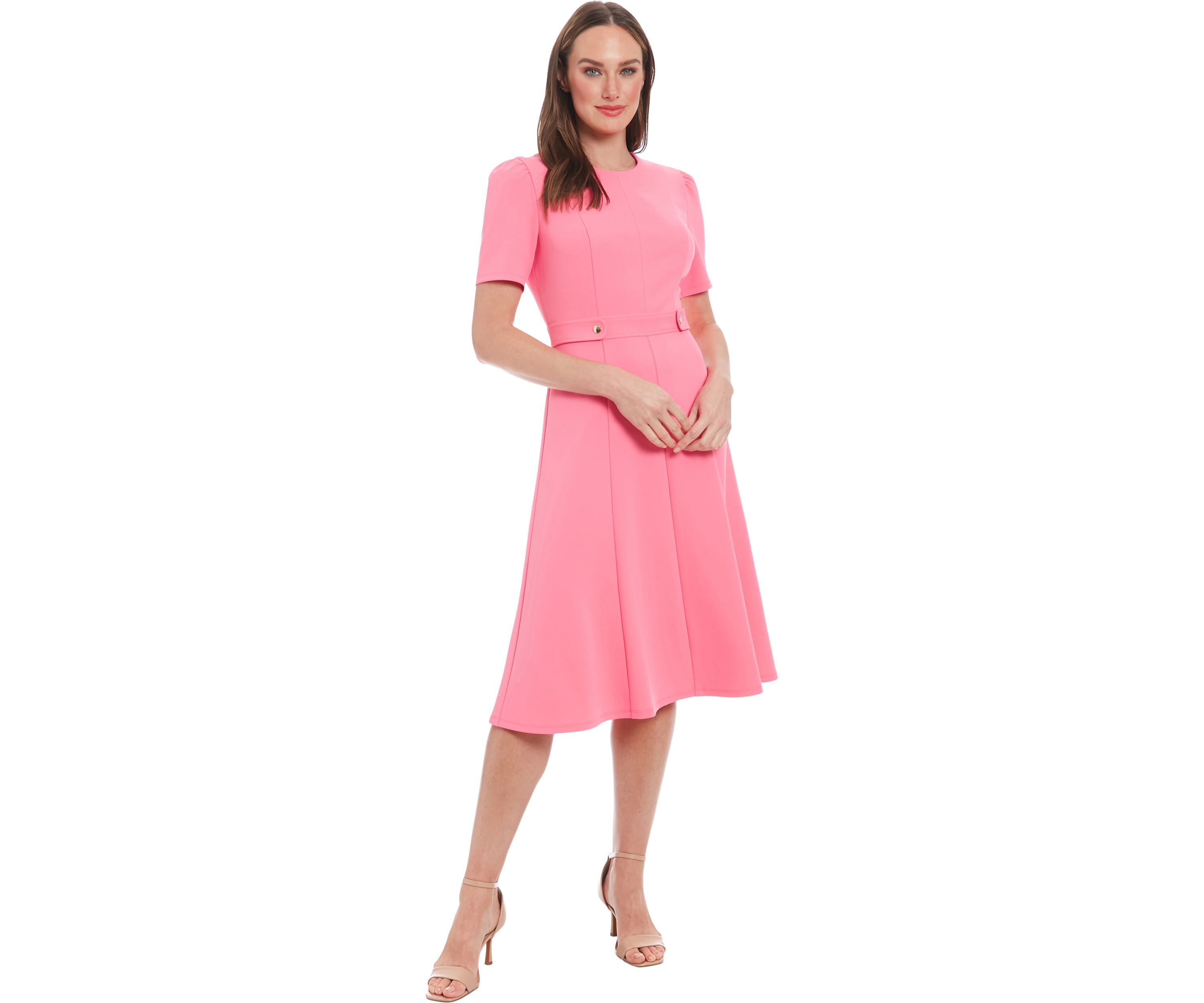 Womens Solid Scuba Crepe Sheath Dress