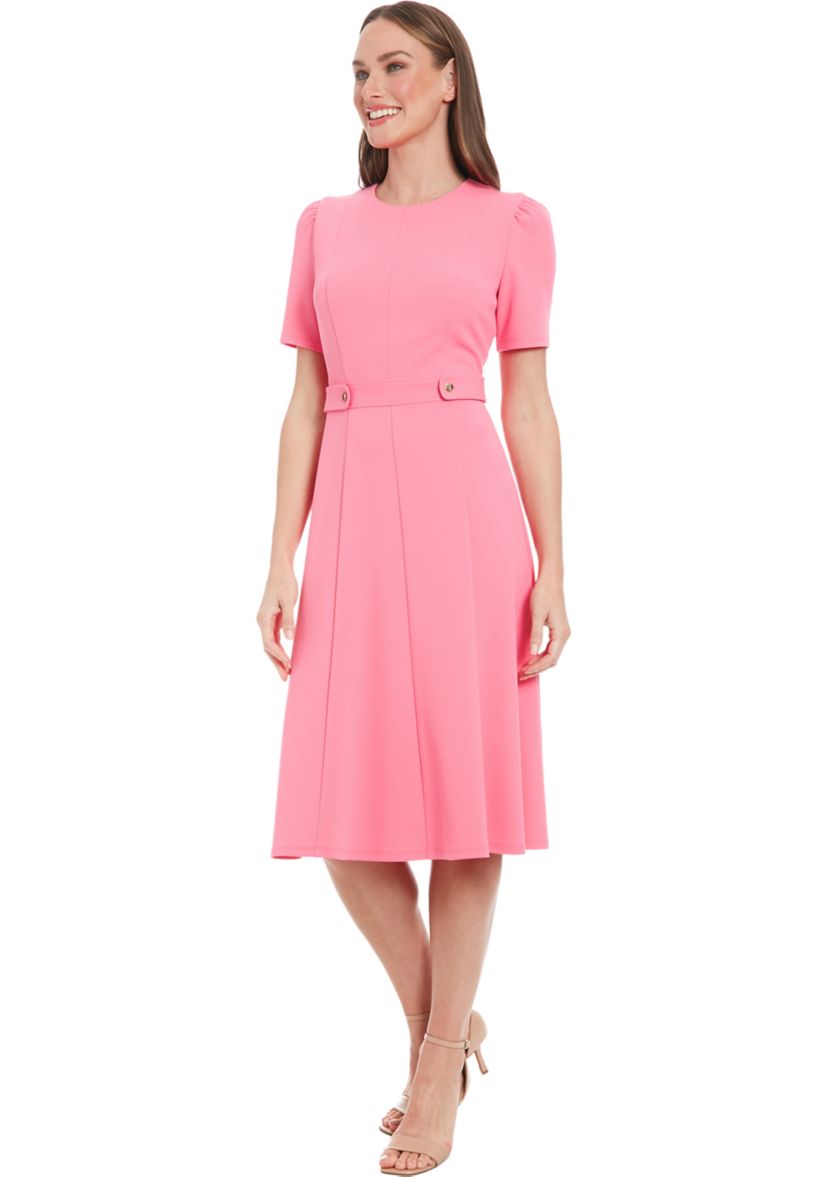 Womens Solid Scuba Crepe Sheath Dress