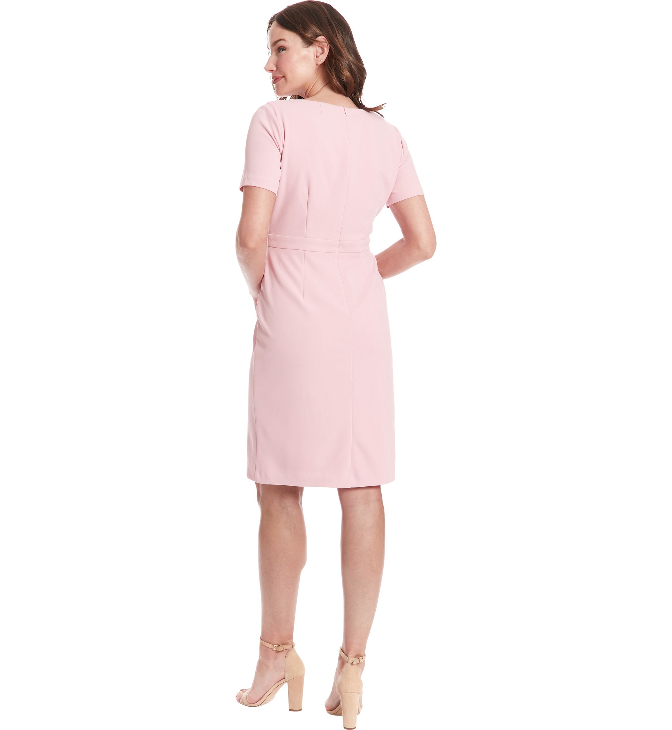 Womens Solid Scuba Crepe Sheath Dress