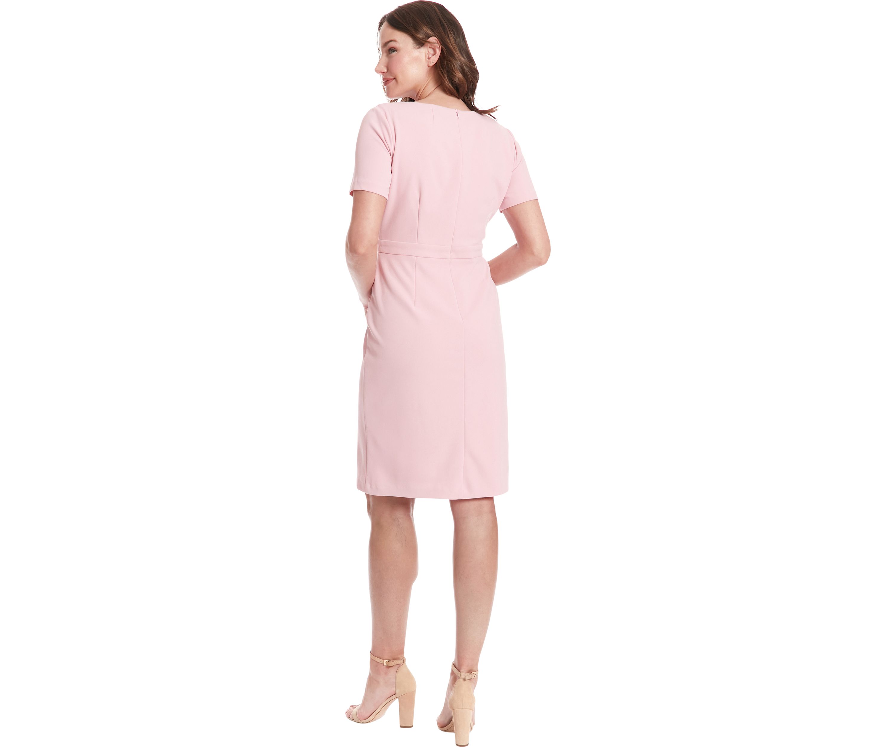 Womens Solid Scuba Crepe Sheath Dress