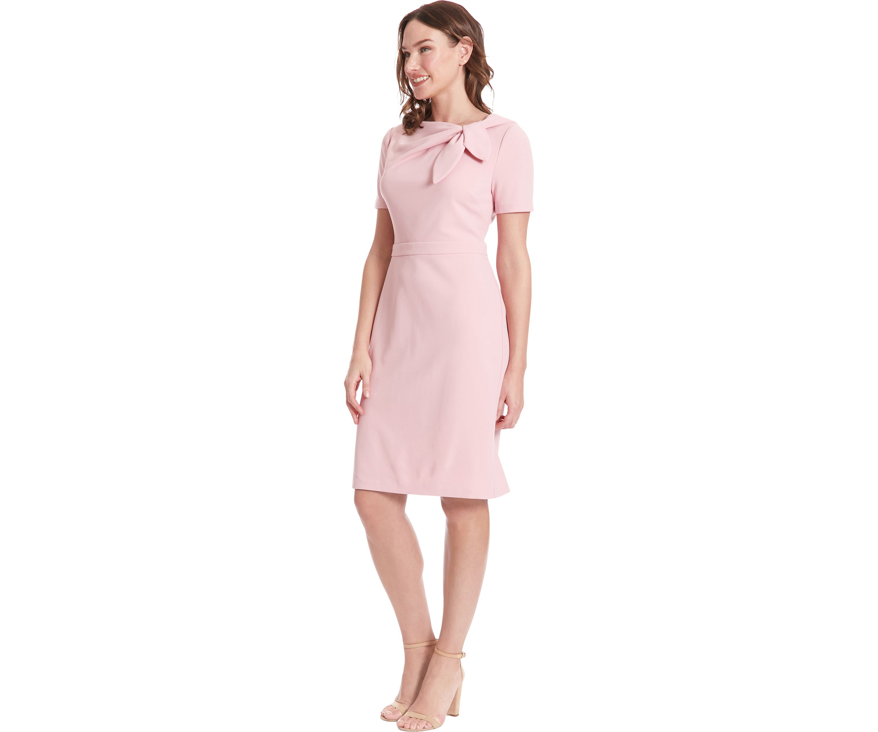 Womens Solid Scuba Crepe Sheath Dress