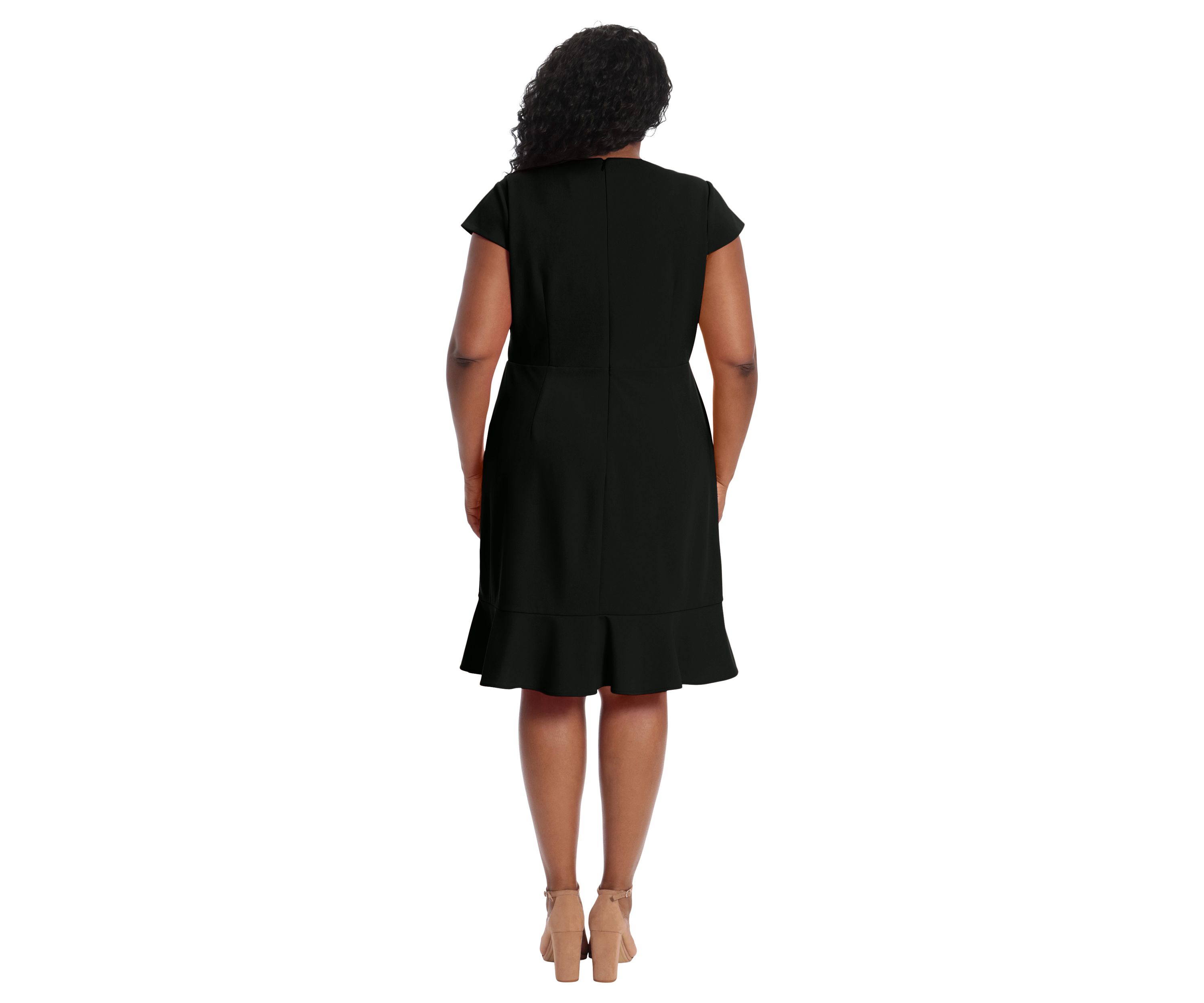Plus Size London Times V-Neck Scuba Crepe Dress