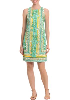 Women's Sleeveless Printed Cotton Sheath Dress