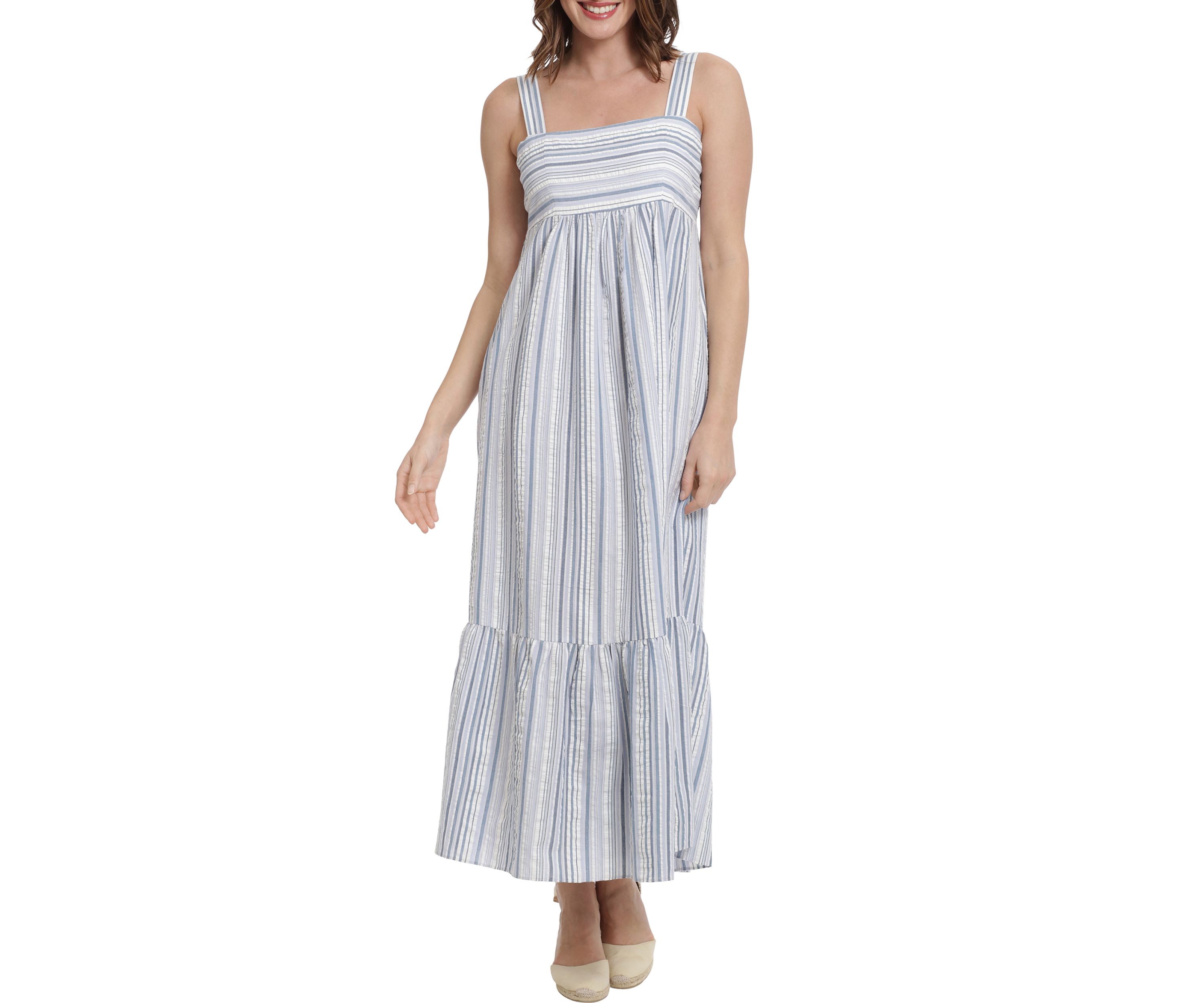 Womens Sleeveless Striped Maxi Dress