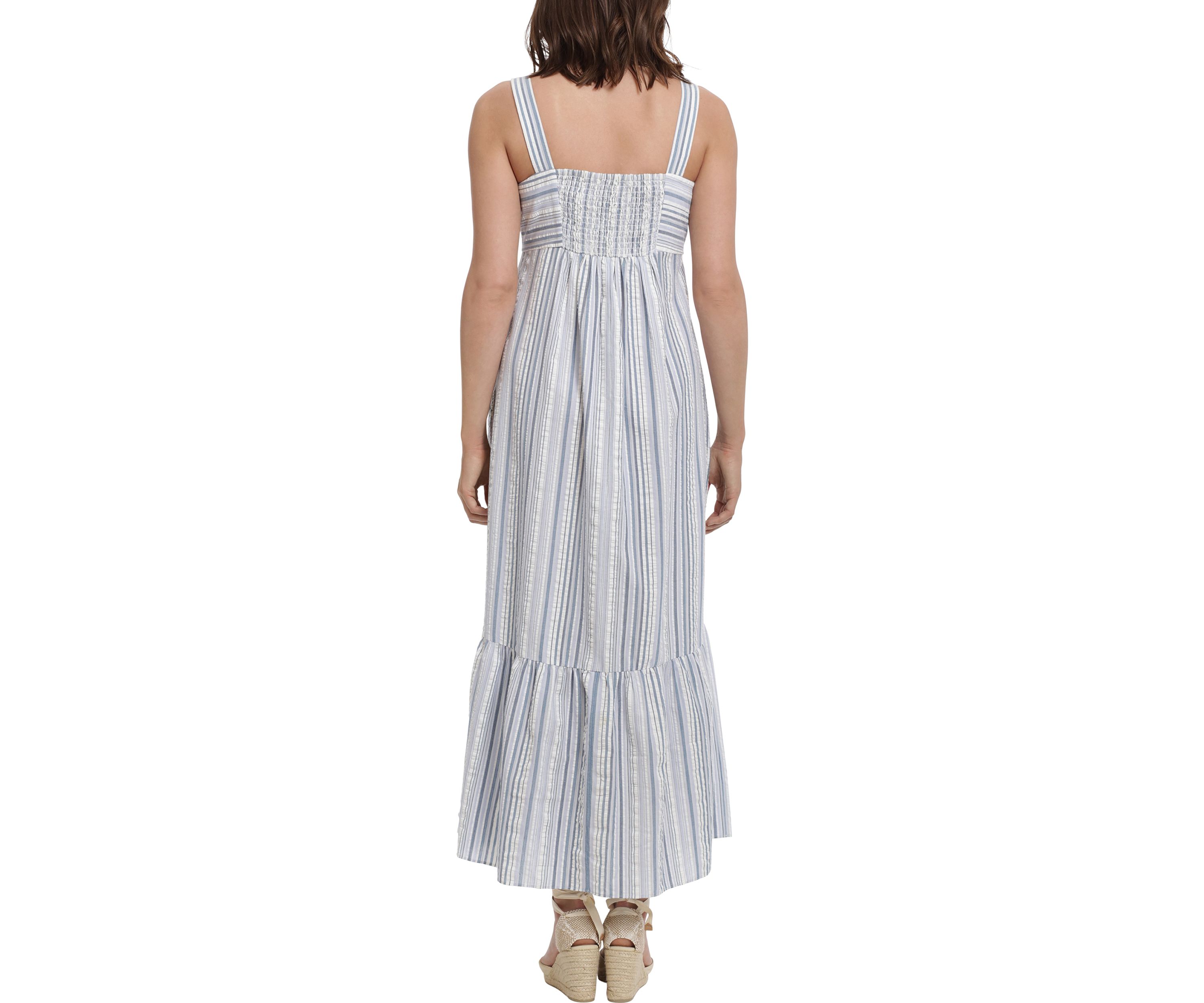Womens Sleeveless Striped Maxi Dress