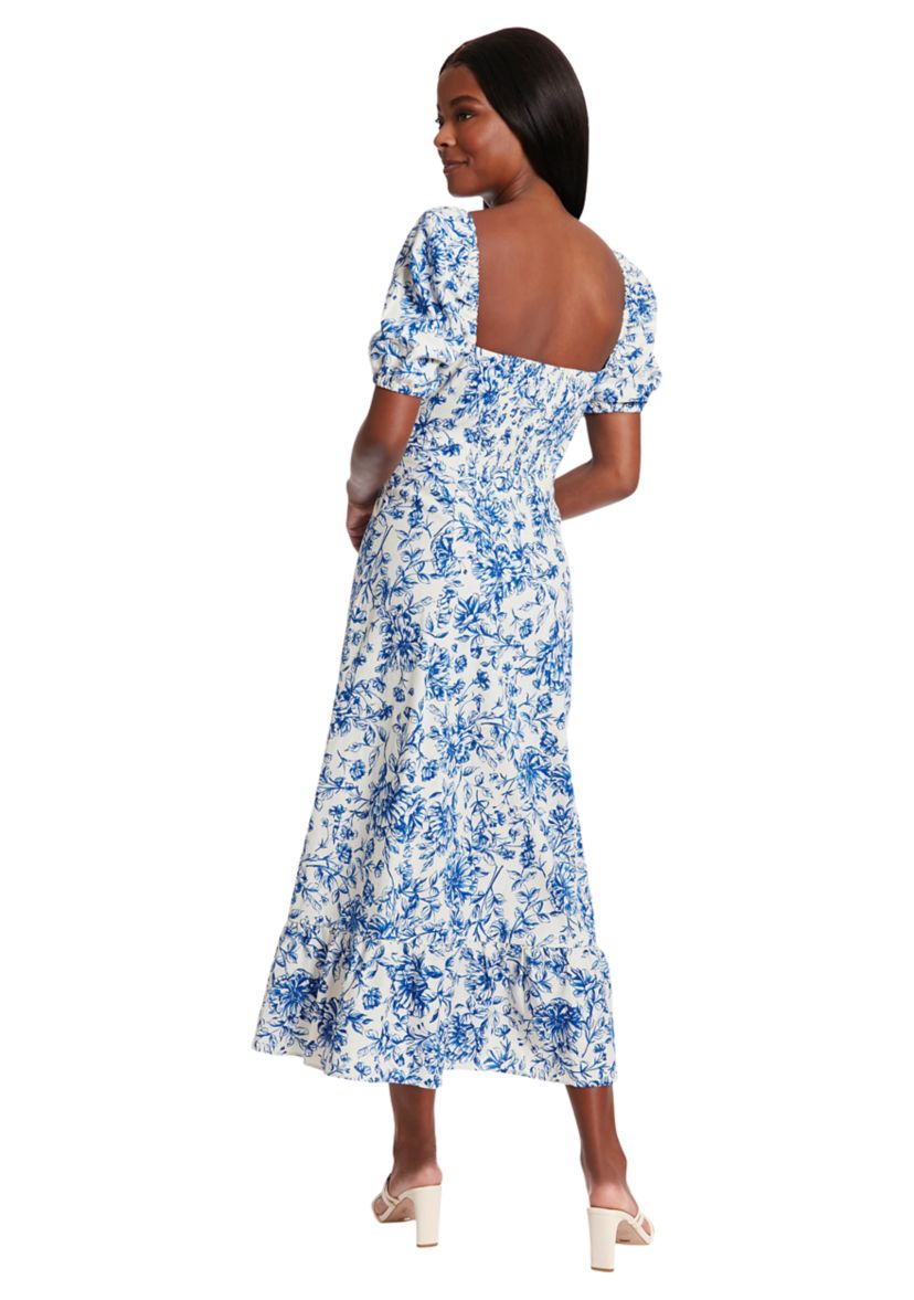 Womens Short Sleeve Square Neck Ditsy Floral Dress