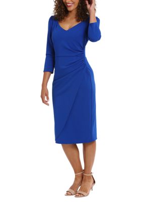 Women's Solid V-Neck Sheath Dress