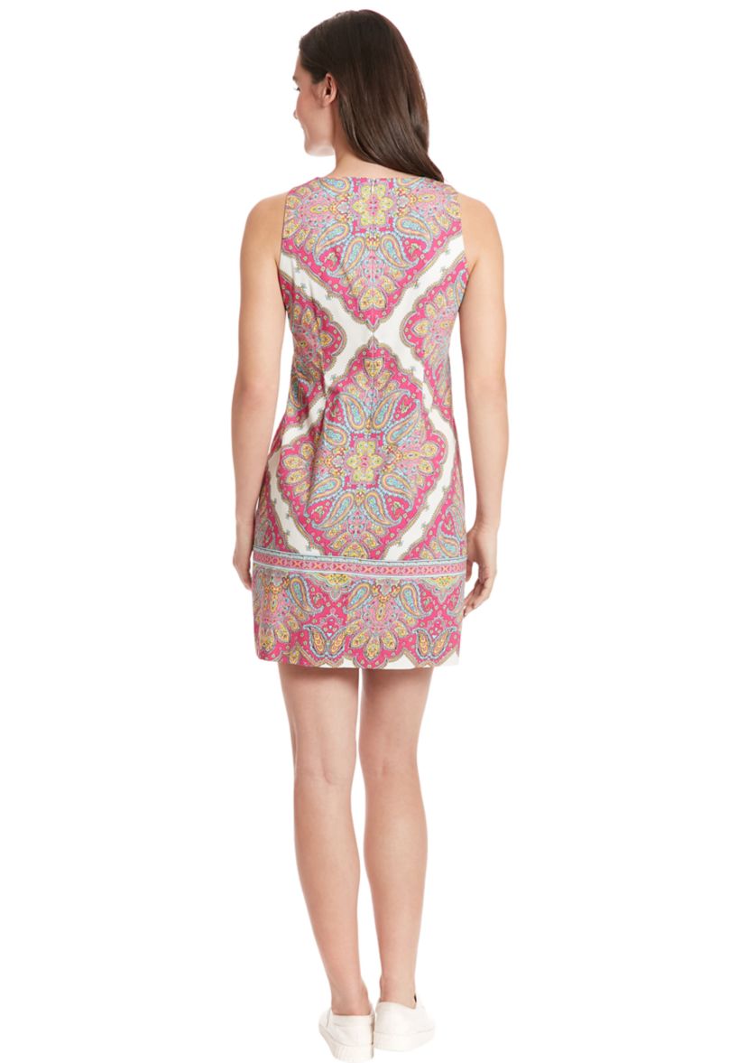 Womens Sleeveless Cotton Eyelet Shift Dress