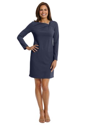 Women's Solid Asymmetrical Knot Neck Sheath Dress