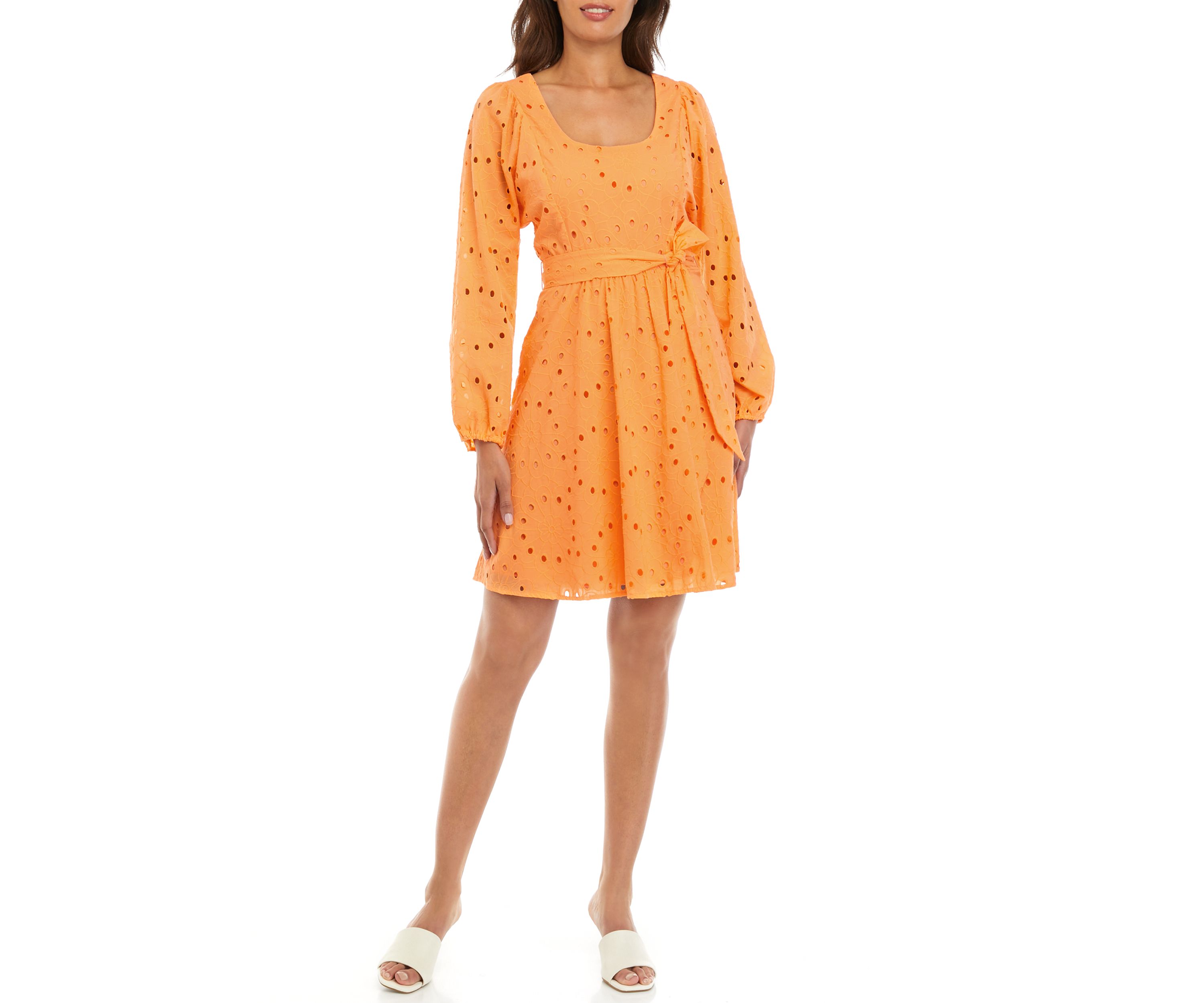 Womens Mixed Media Puff Dolman Mini Dress 