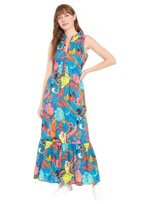 Women's Sleeveless Abstract Print Maxi Dress