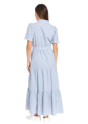 Women's Short Sleeve Ruffle Neck Maxi Dress