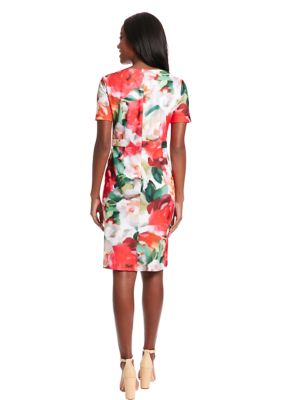 Women's Short Sleeve Floral Print Sheath Dress