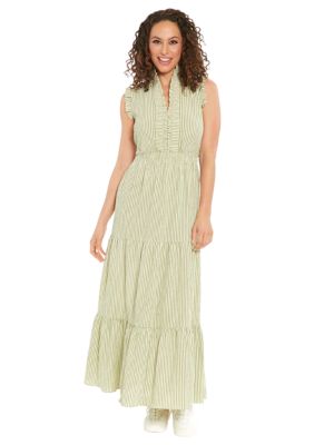 Women's Sleeveless Stripe Print Maxi Dress