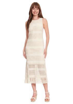 London Times Women's Sleeveless Crochet Dress, 12