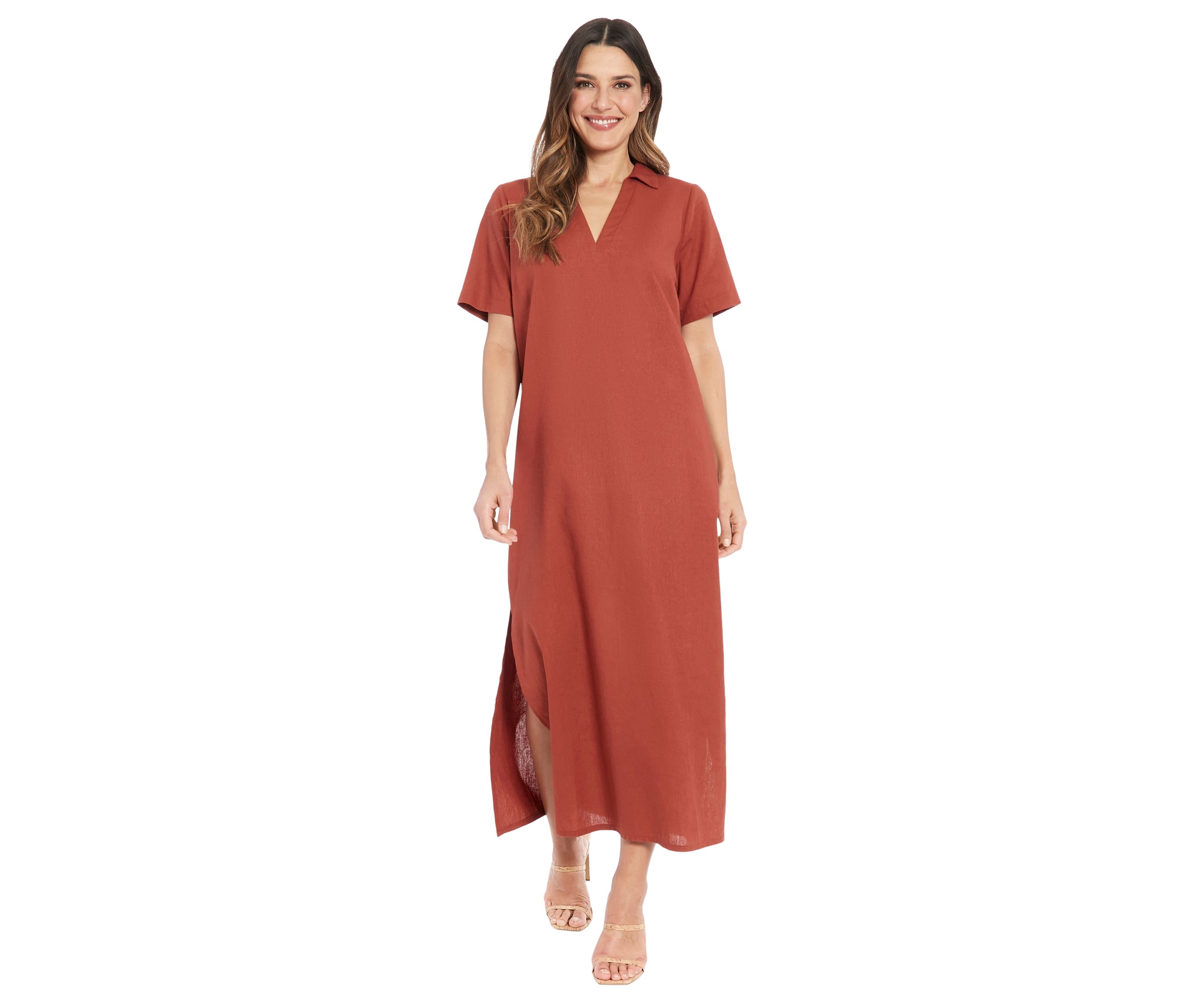 Womens Solid A-Line Maxi Dress