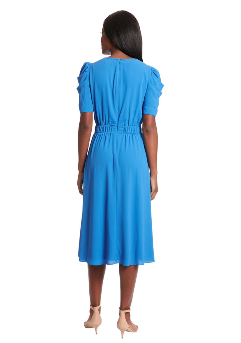 Womens Short Sleeve Chiffon Midi Dress 