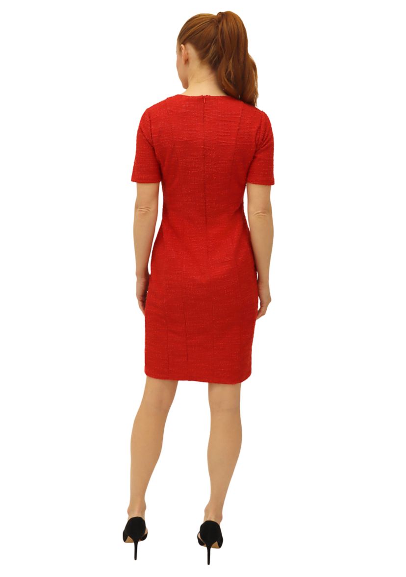 Womens Solid V-Neck Bouclé Sheath Dress
