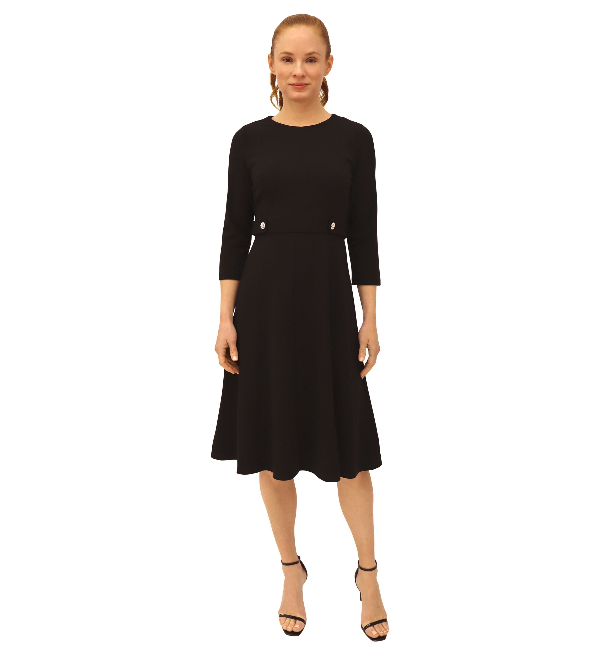 Womens Solid Scuba Crepe A-Line Dress